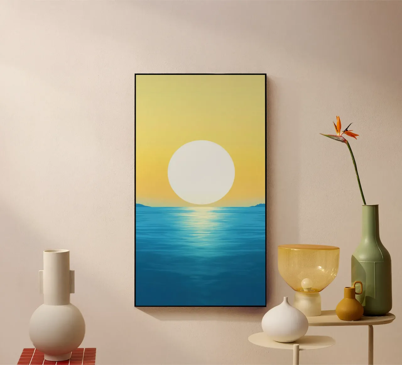 Sole bianco su mare turchese plexiglass da Affiches Soleil & Déco Lumineuse – Sunny