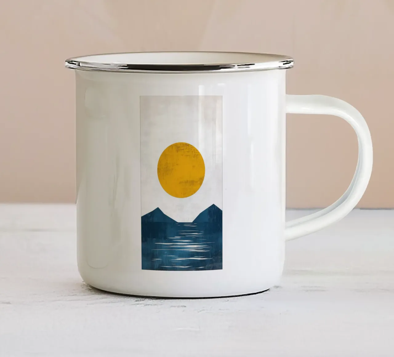 Soleil d'Or sur Lac Minimaliste tazza in smalto da Affiches Soleil & Déco Lumineuse – Sunny
