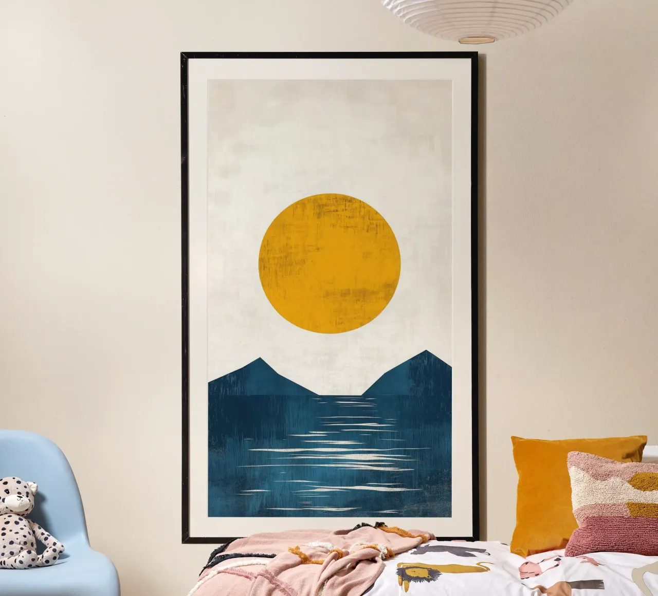 Soleil d'Or sur Lac Minimaliste poster con telaio in legno da Affiches Soleil & Déco Lumineuse – Sunny