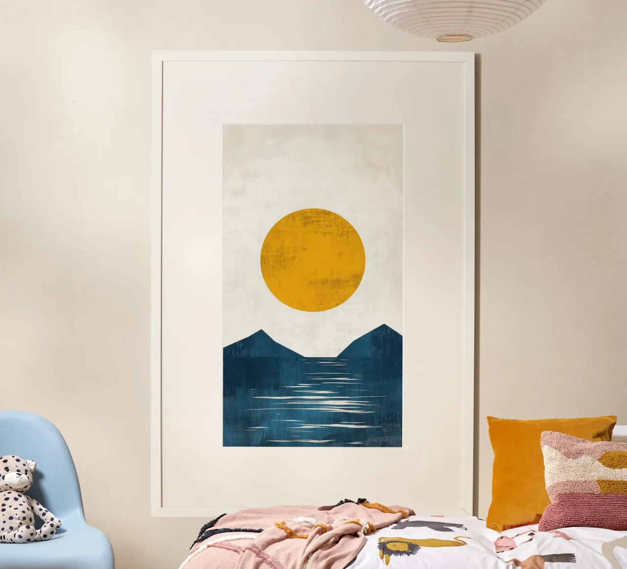 Soleil d'Or sur Lac Minimaliste poster con telaio in legno da Affiches Soleil & Déco Lumineuse – Sunny