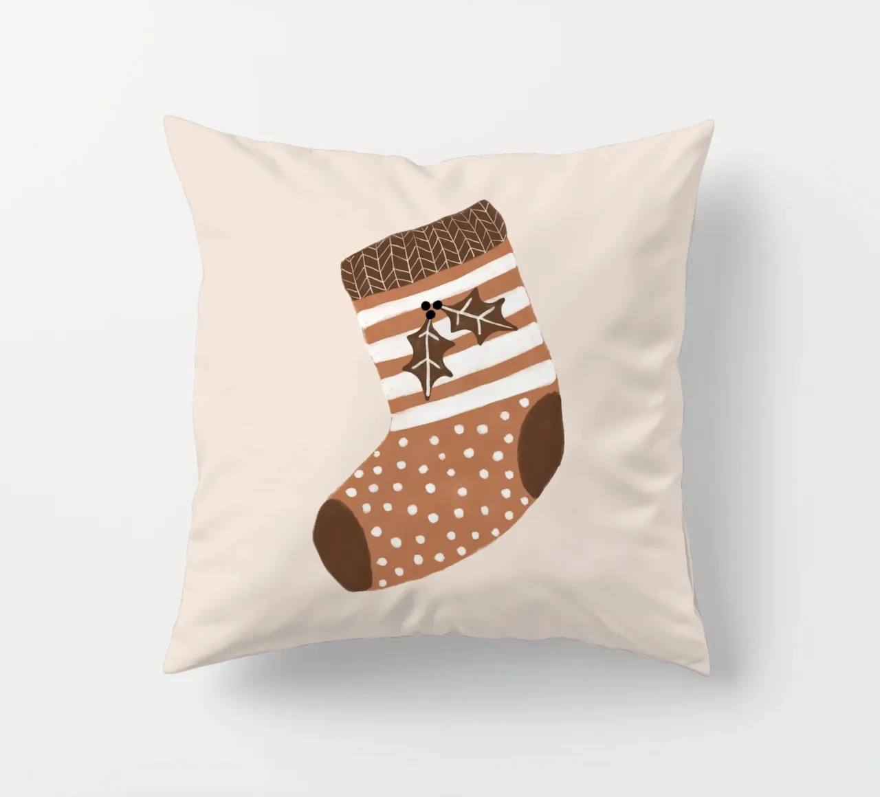 Blush Xmas Stocking decorative cushion by Orara Studio
