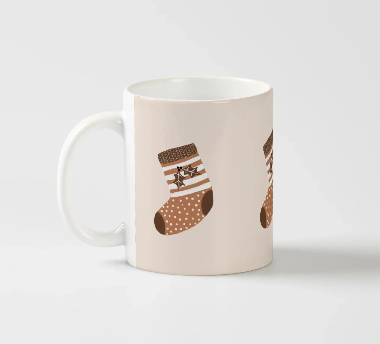 Blush Xmas Stocking ceramic mug by Orara Studio