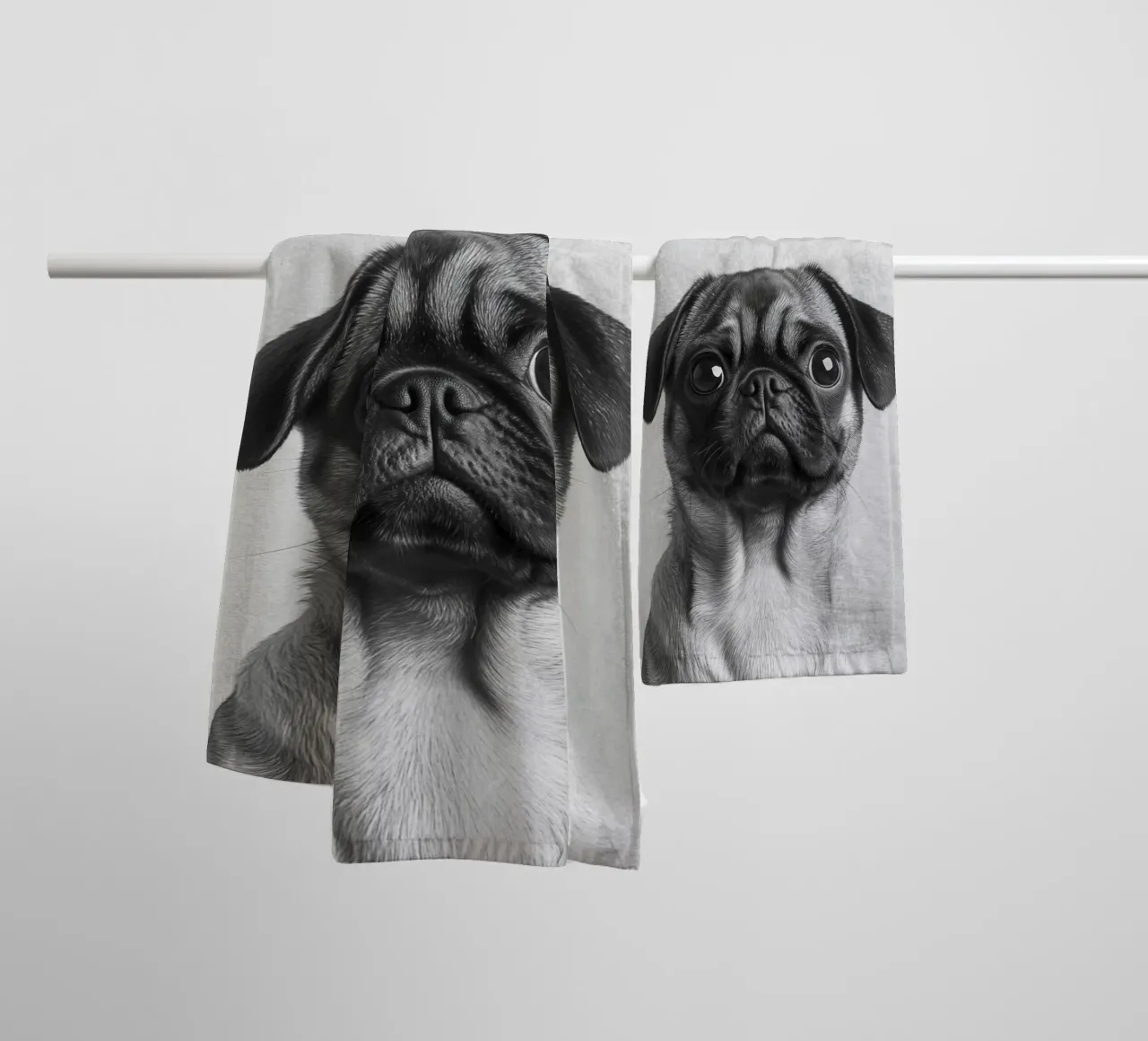 Milo der Mops towel by Carinaprint