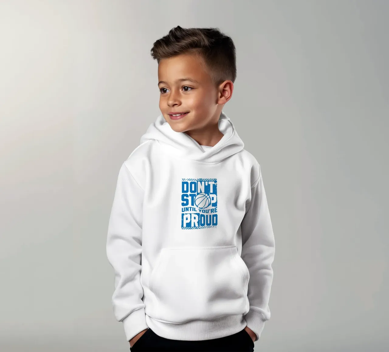 Non fermatevi finché non sarete orgogliosi felpa bambino con cappuccio da Gunawan Rb