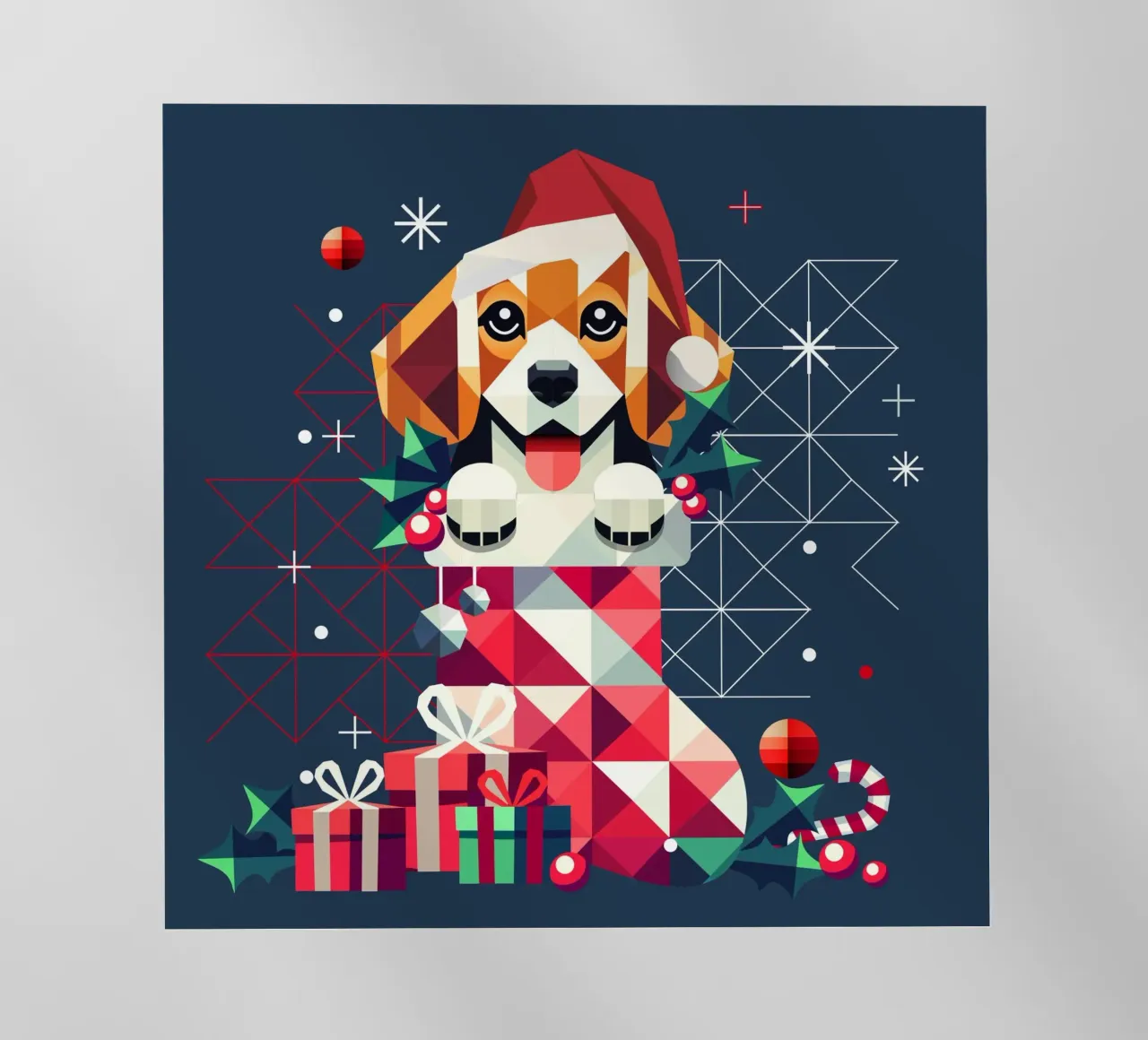 Beagle en un calcetín de Navidad-Diseño geométrico festivo lámina retroiluminada de namosh