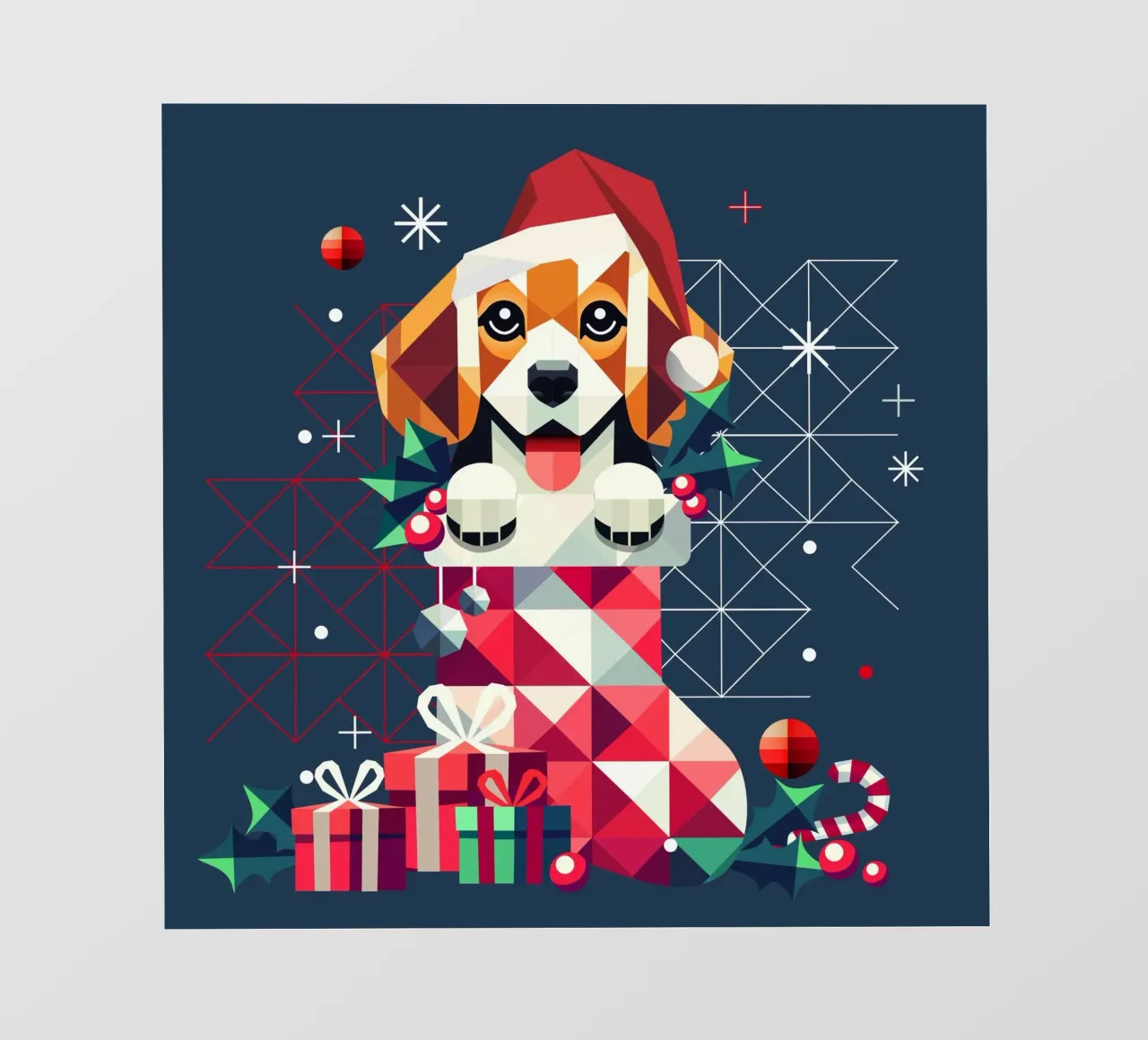Beagle en un calcetín de Navidad-Diseño geométrico festivo lámina retroiluminada de namosh