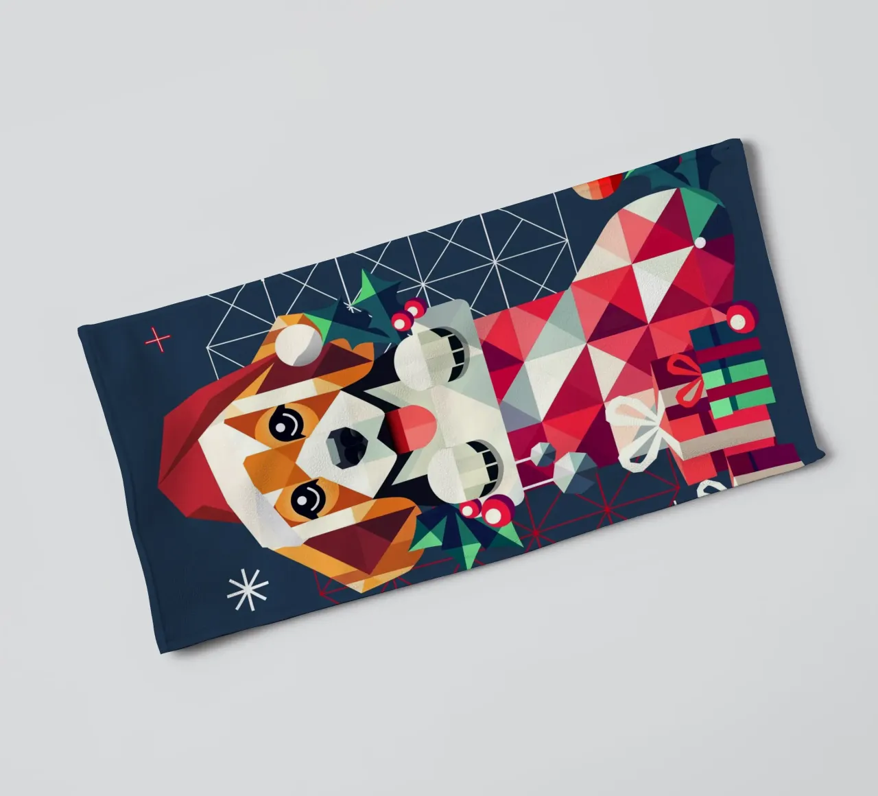 Beagle en un calcetín de Navidad-Diseño geométrico festivo toalla de baño de namosh
