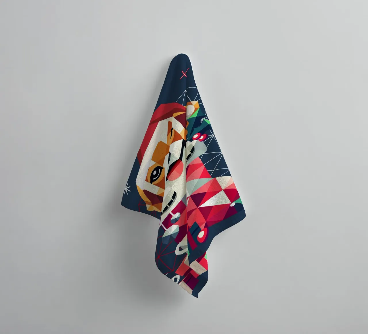 Beagle en un calcetín de Navidad-Diseño geométrico festivo toalla de baño de namosh
