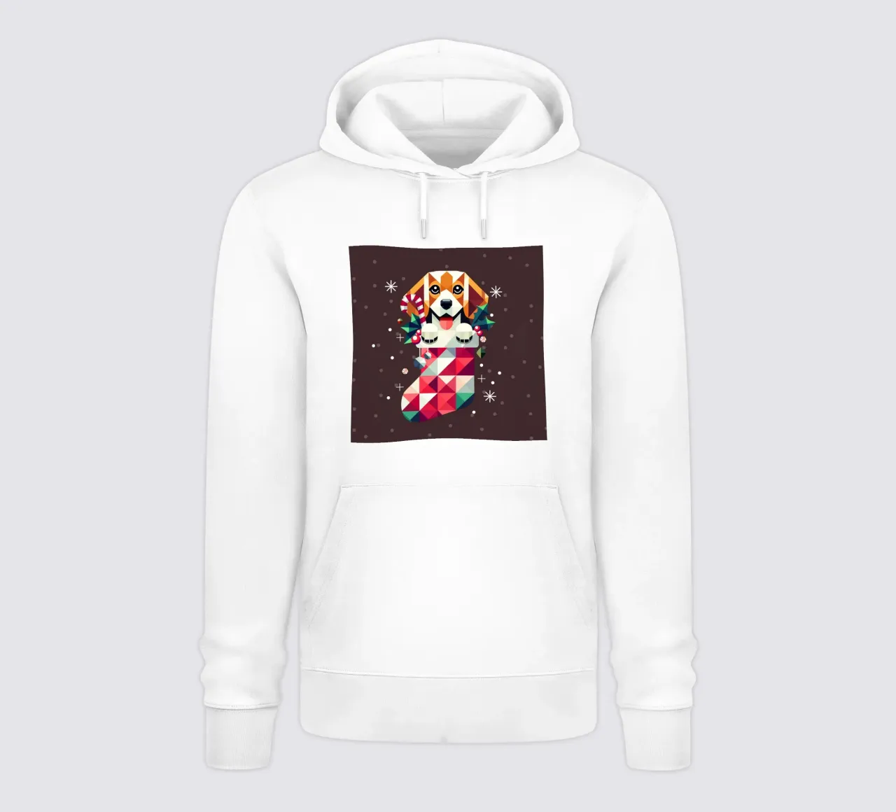 Beagle en un calcetín de Navidad-Diseño geométrico festivo sudadera con capucha de namosh