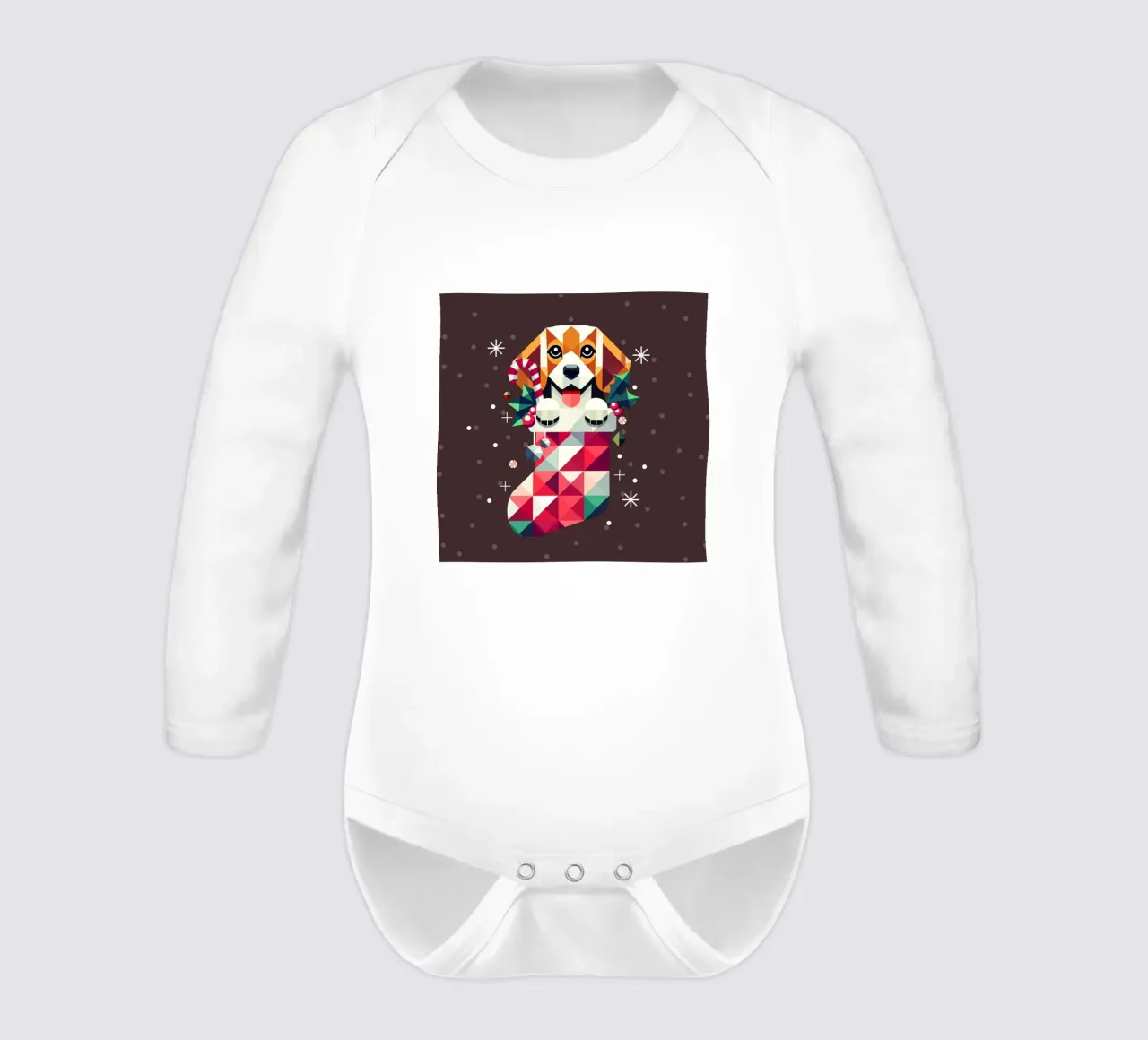 Beagle en bas de Noël-Design géométrique festif body manches longues de namosh