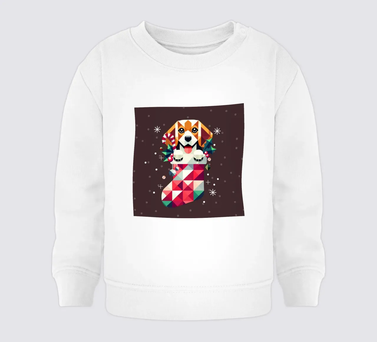 Beagle en un calcetín de Navidad-Diseño geométrico festivo sudadera de bebé de namosh