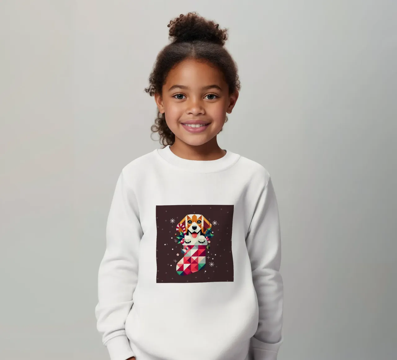 Beagle en un calcetín de Navidad-Diseño geométrico festivo sudadera para niño de namosh