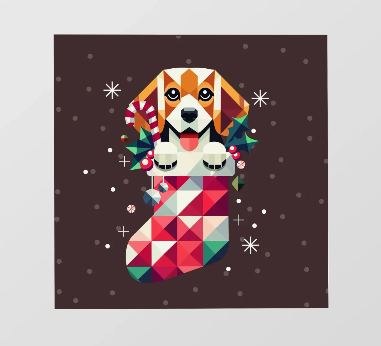 Beagle en un calcetín de Navidad-Diseño geométrico festivo lámina retroiluminada de namosh
