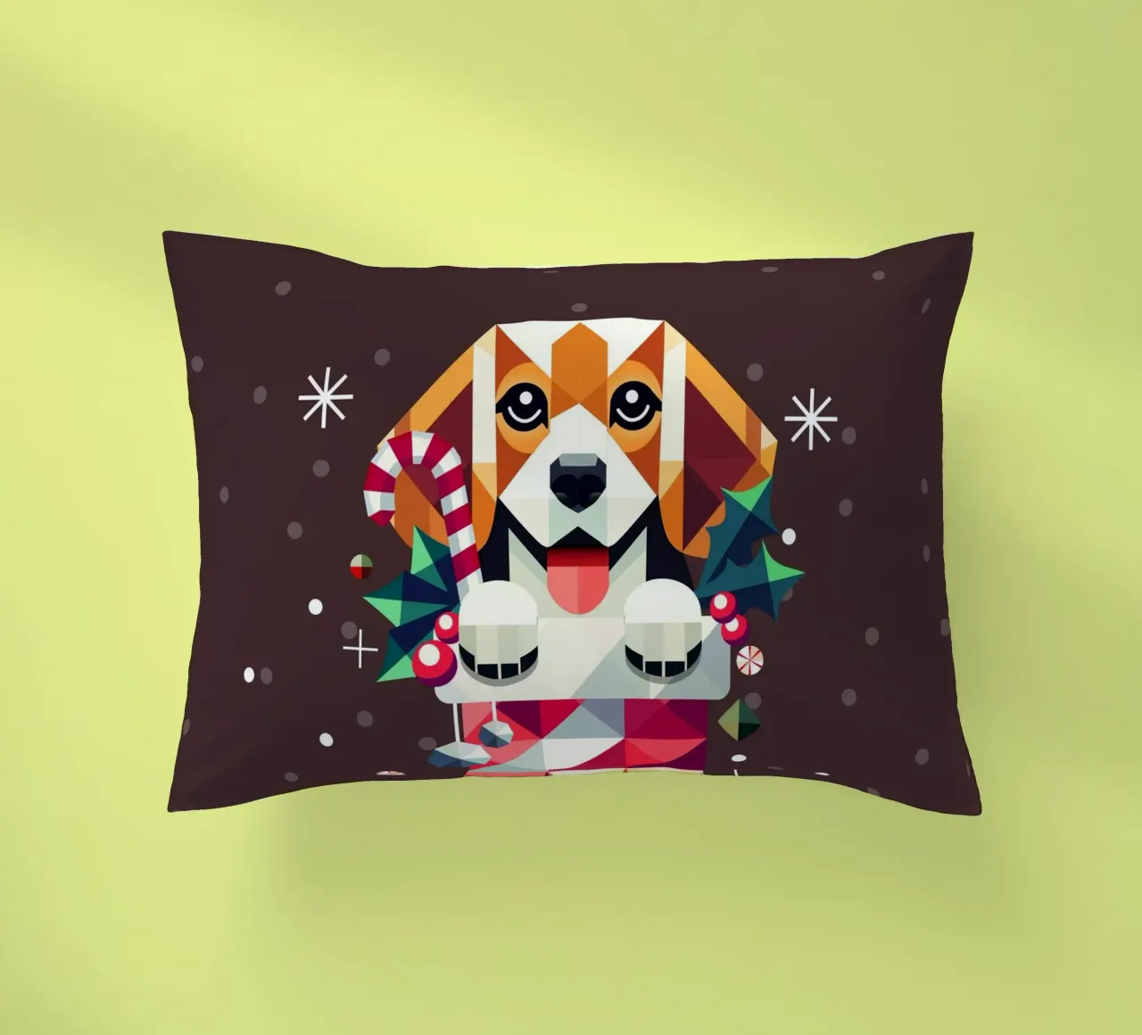 Beagle en bas de Noël-Design géométrique festif coussin de namosh