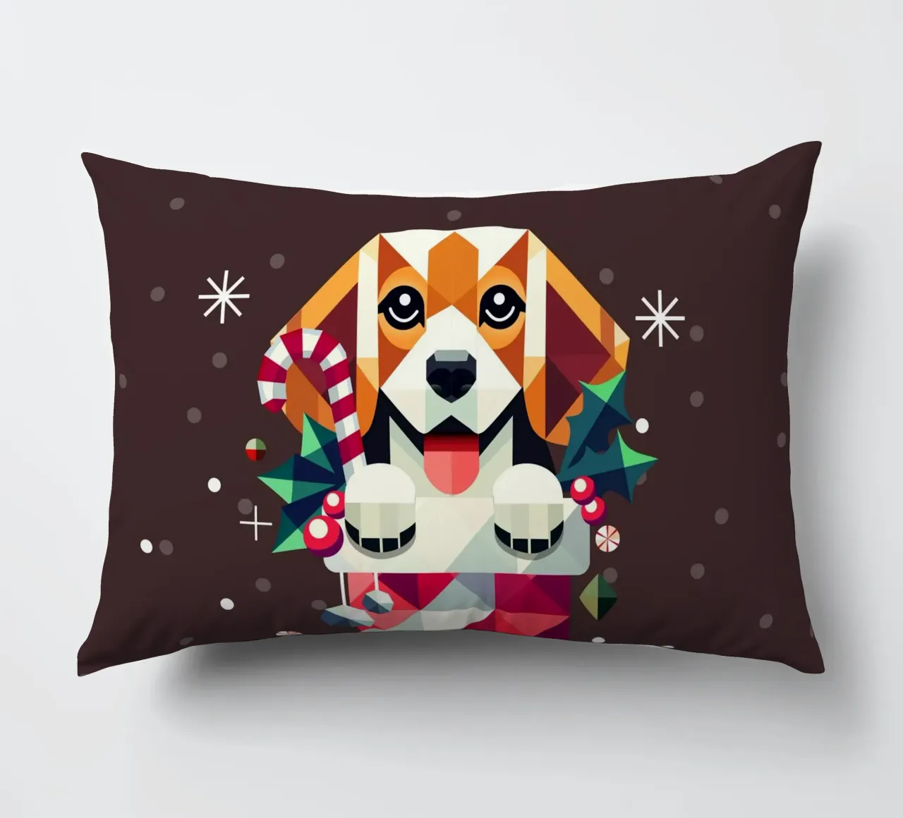 Beagle en bas de Noël-Design géométrique festif coussin de namosh