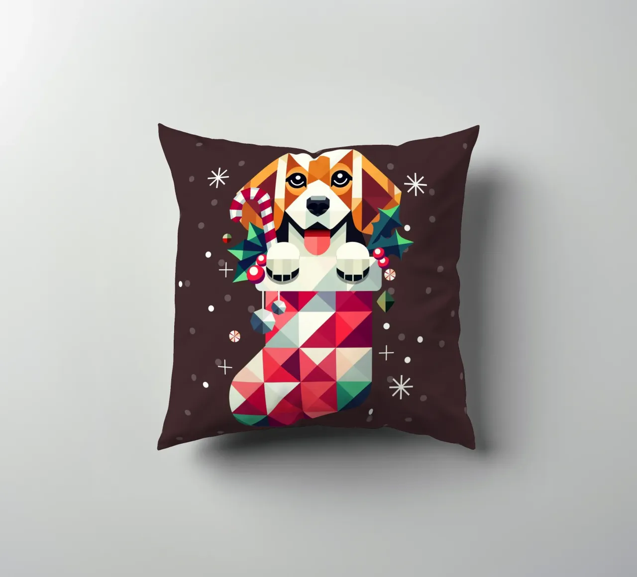 Beagle en bas de Noël-Design géométrique festif coussin de namosh