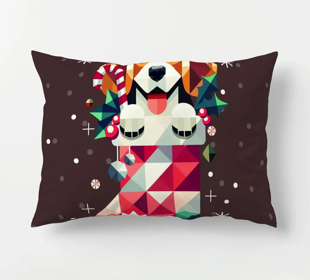 Beagle en bas de Noël-Design géométrique festif coussin de namosh