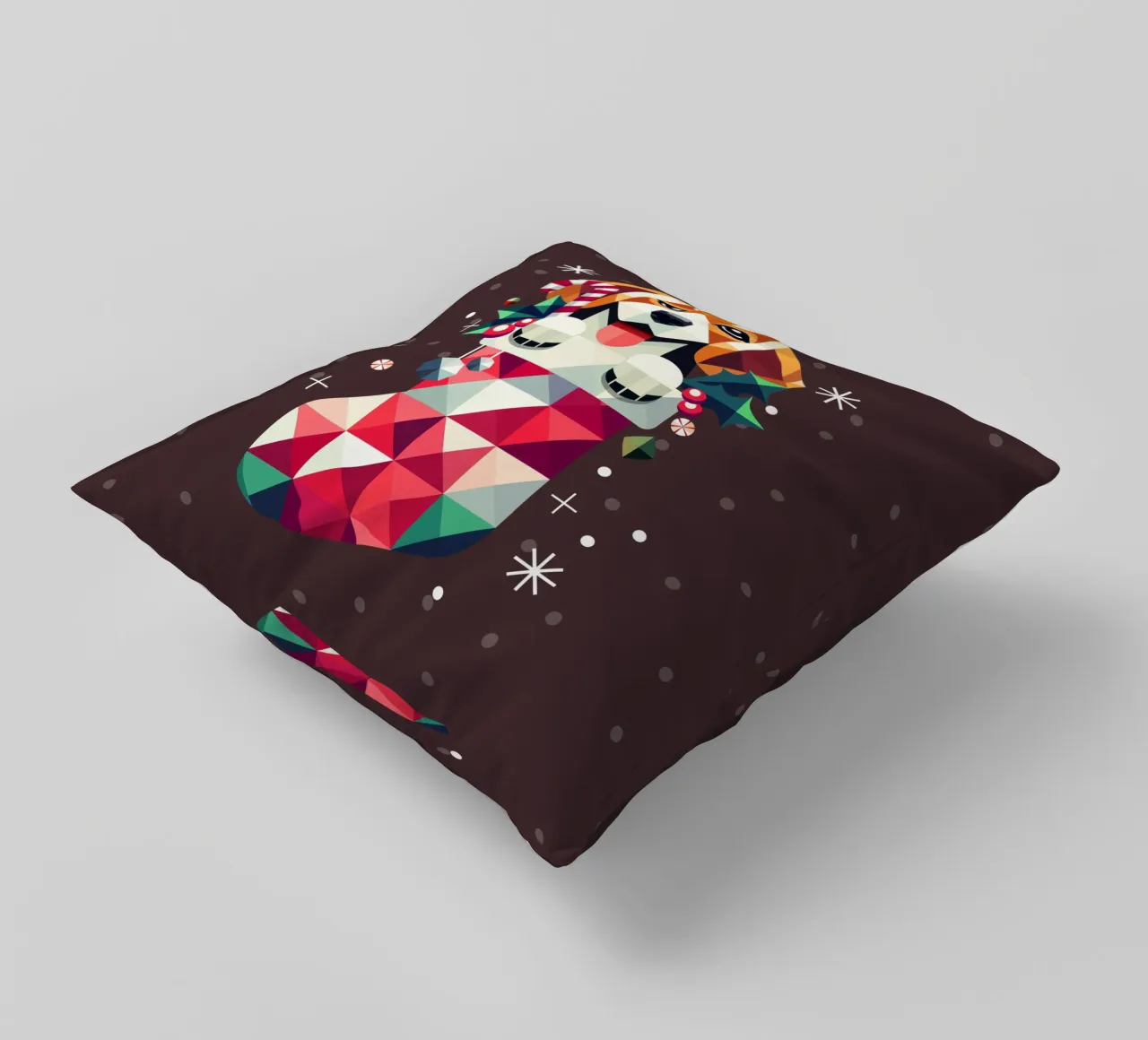 Beagle en bas de Noël-Design géométrique festif coussin de namosh