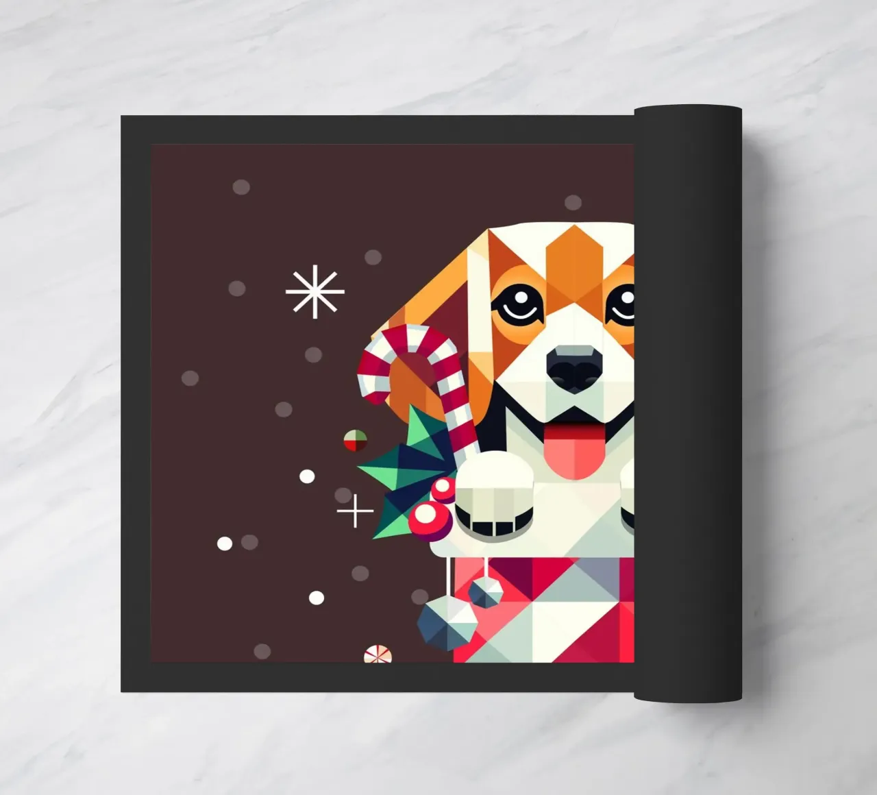 Beagle en un calcetín de Navidad-Diseño geométrico festivo felpudo de namosh