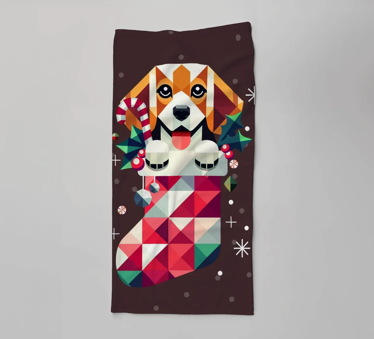 Beagle en un calcetín de Navidad-Diseño geométrico festivo toalla de baño de namosh