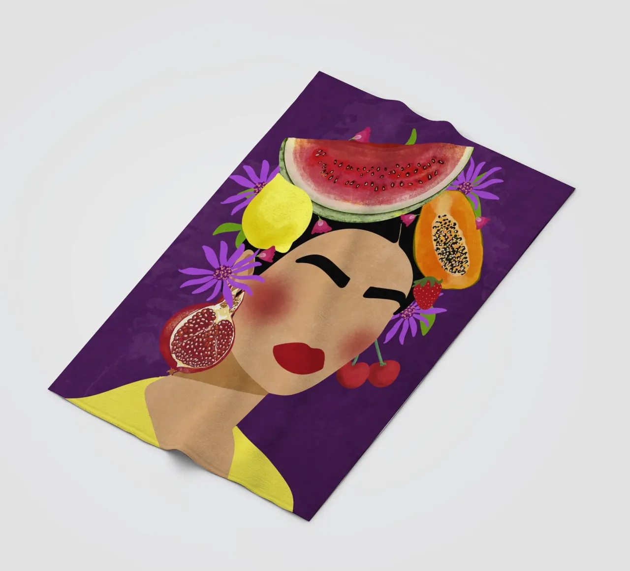 Frida & Fruits coperta in pile da Illustration Raissa Oltmanns