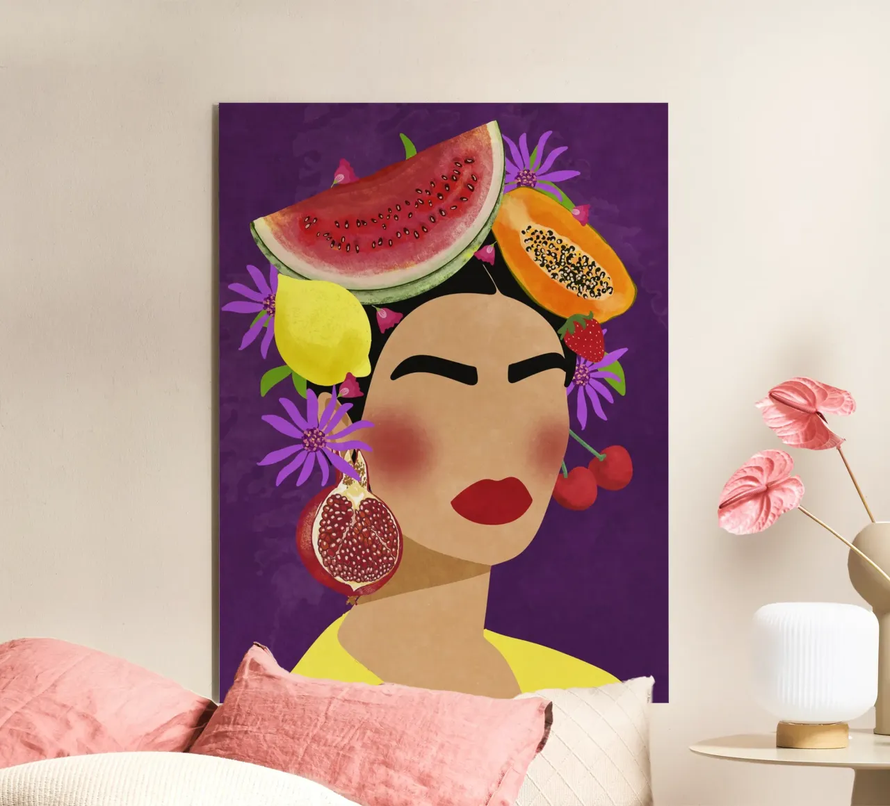 Frida & Fruits alluminio dibond da Illustration Raissa Oltmanns