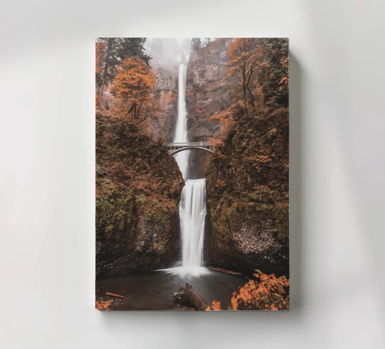 Autumnal waterfall with vintage-style bridge notebook by Whole©