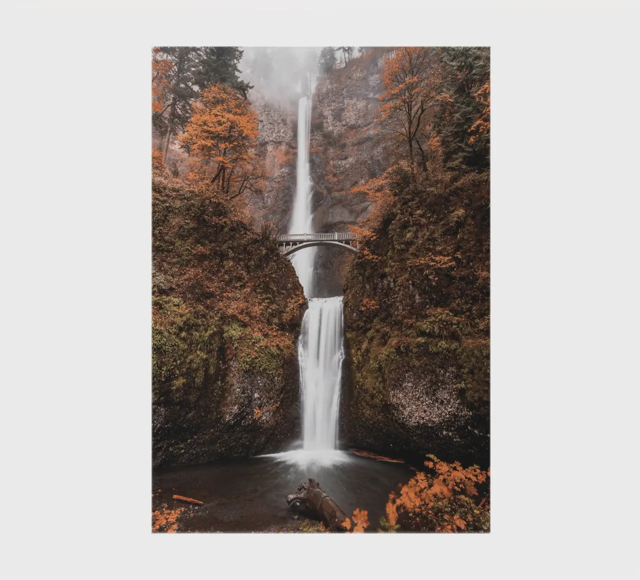 Autumnal waterfall with vintage-style bridge notebook by Whole©