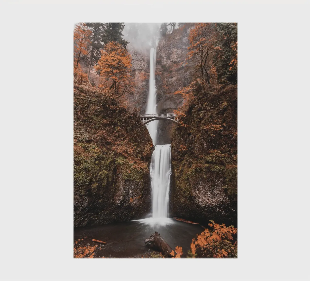 Autumnal waterfall with vintage-style bridge notebook by Whole©