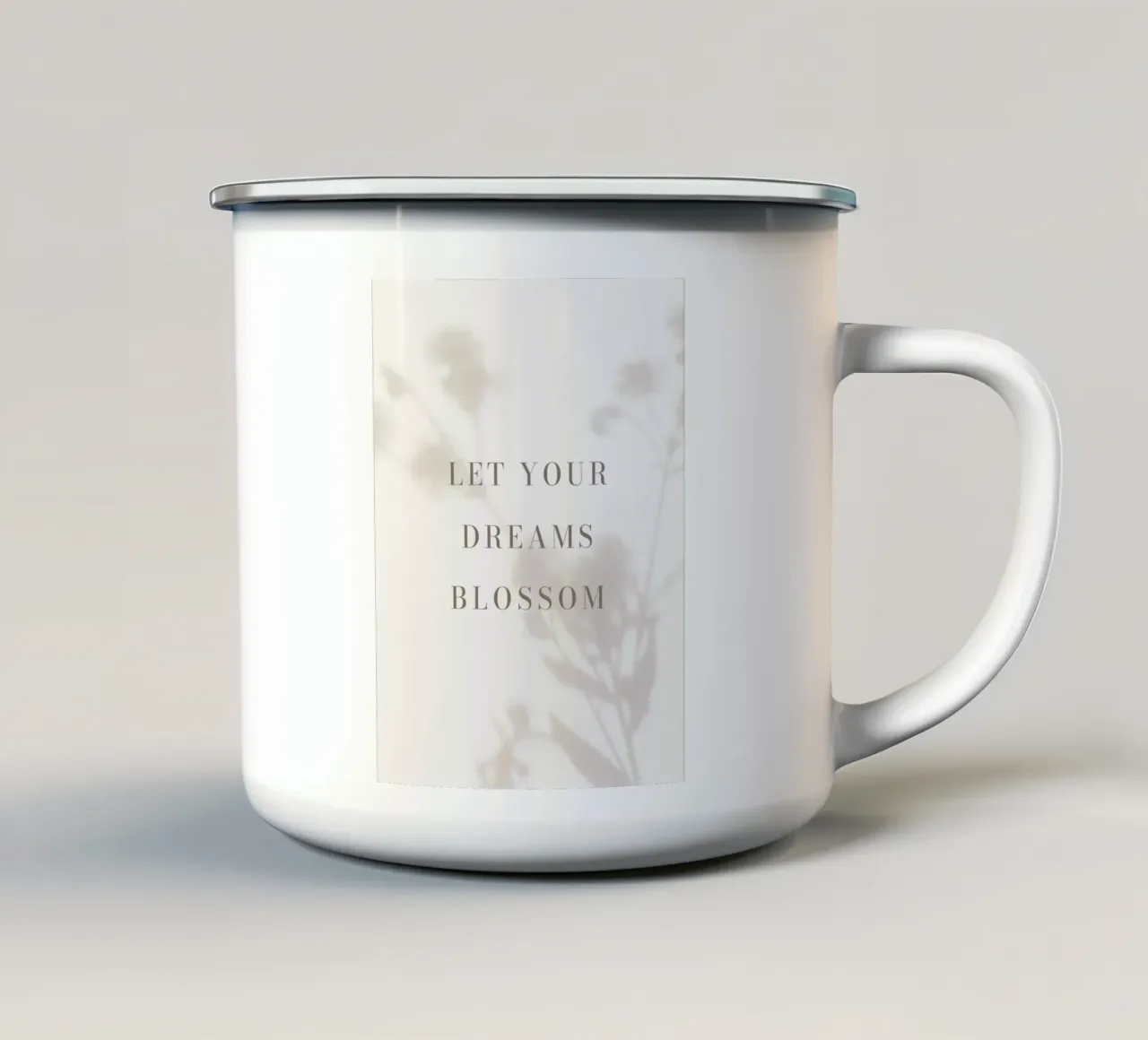 Motiverende quote bloemen schaduwen emaille mok van Whole©
