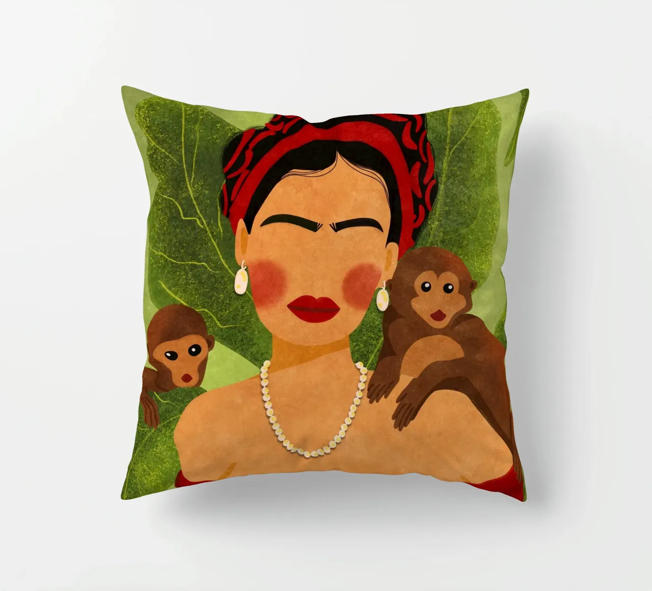 Frida & Monkeys cuscino da Illustration Raissa Oltmanns