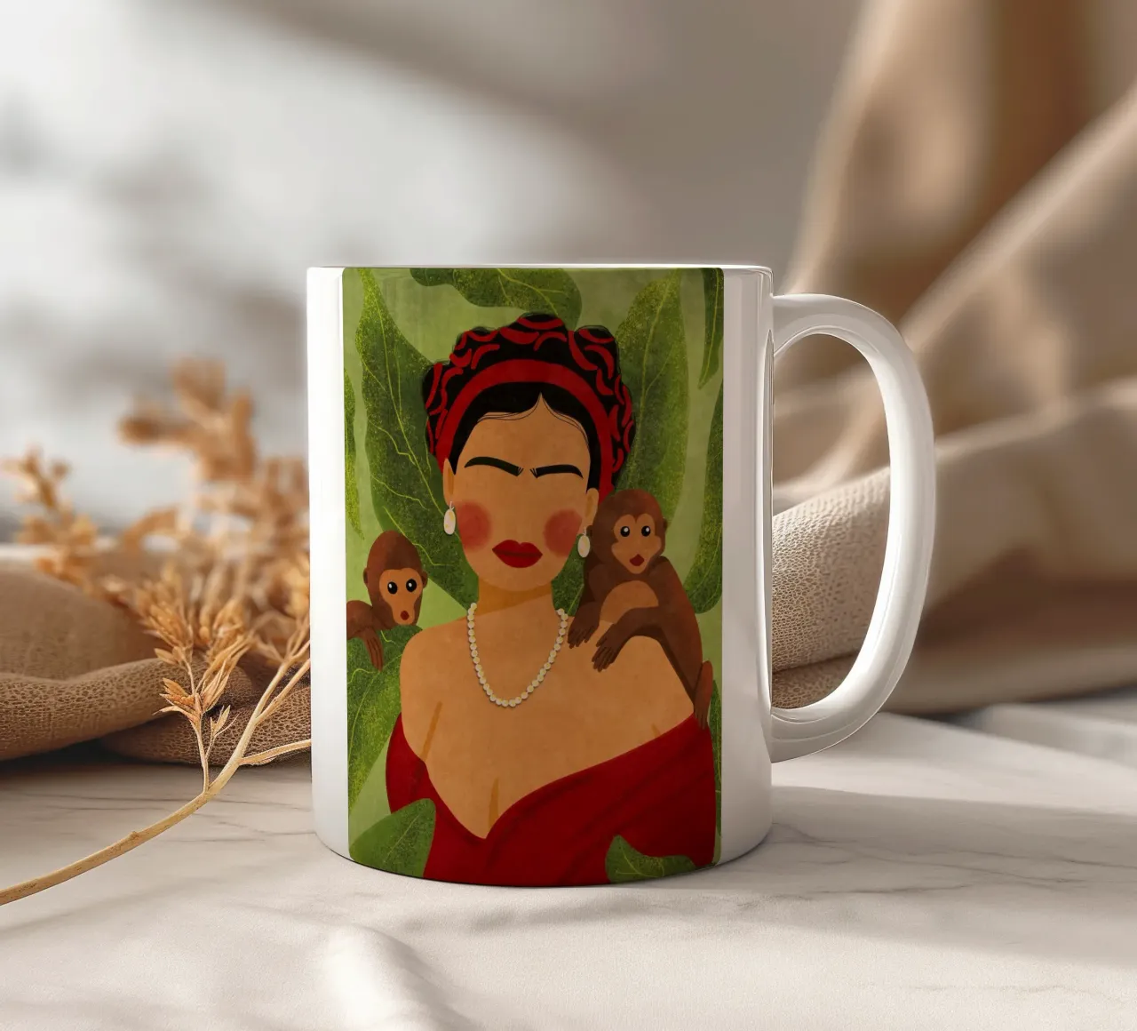 Frida & Monkeys tazza in ceramica da Illustration Raissa Oltmanns