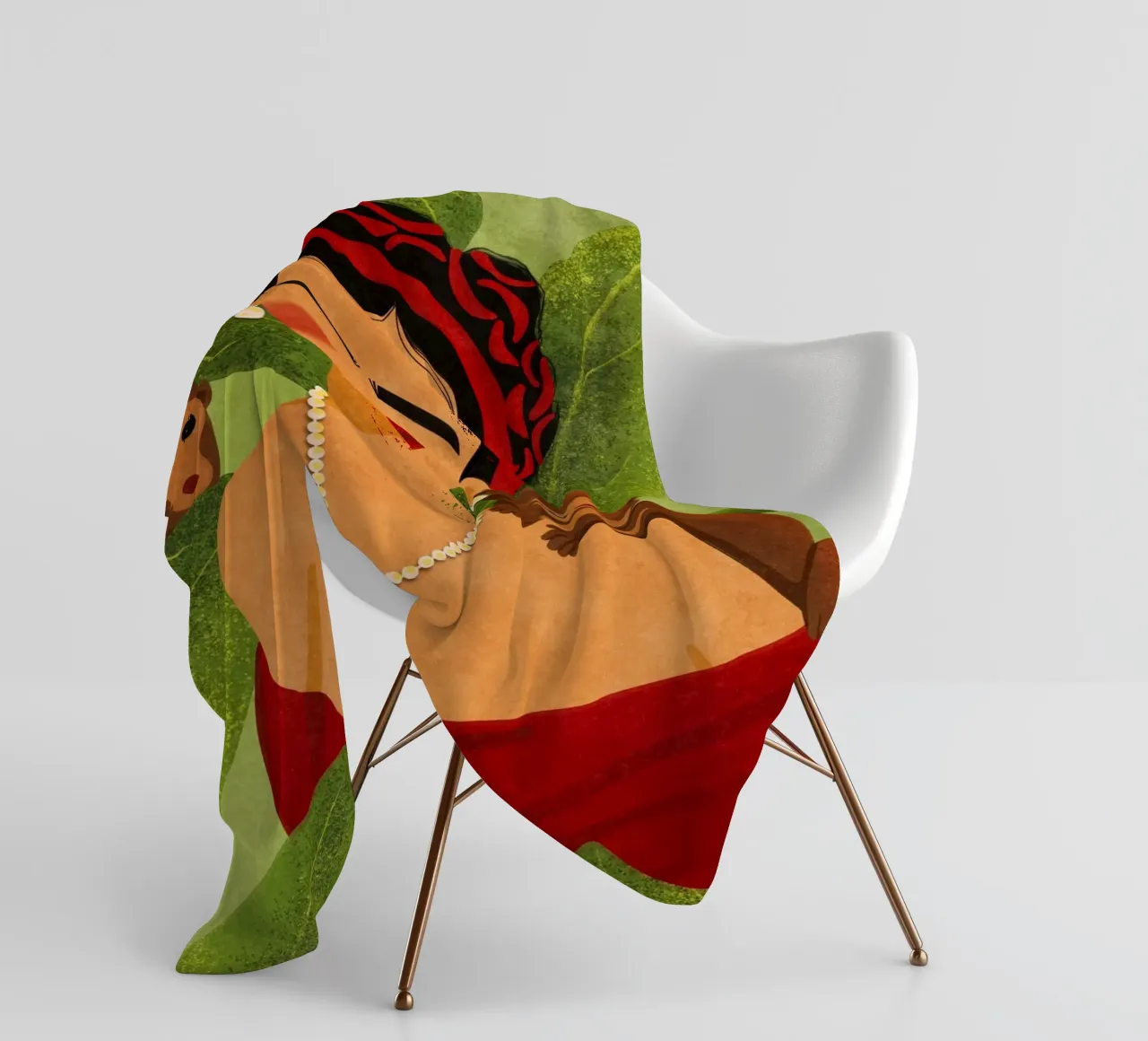 Frida & Monkeys coperta in pile da Illustration Raissa Oltmanns