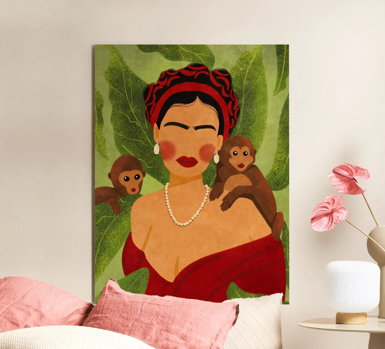 Frida & Monkeys alluminio dibond da Illustration Raissa Oltmanns