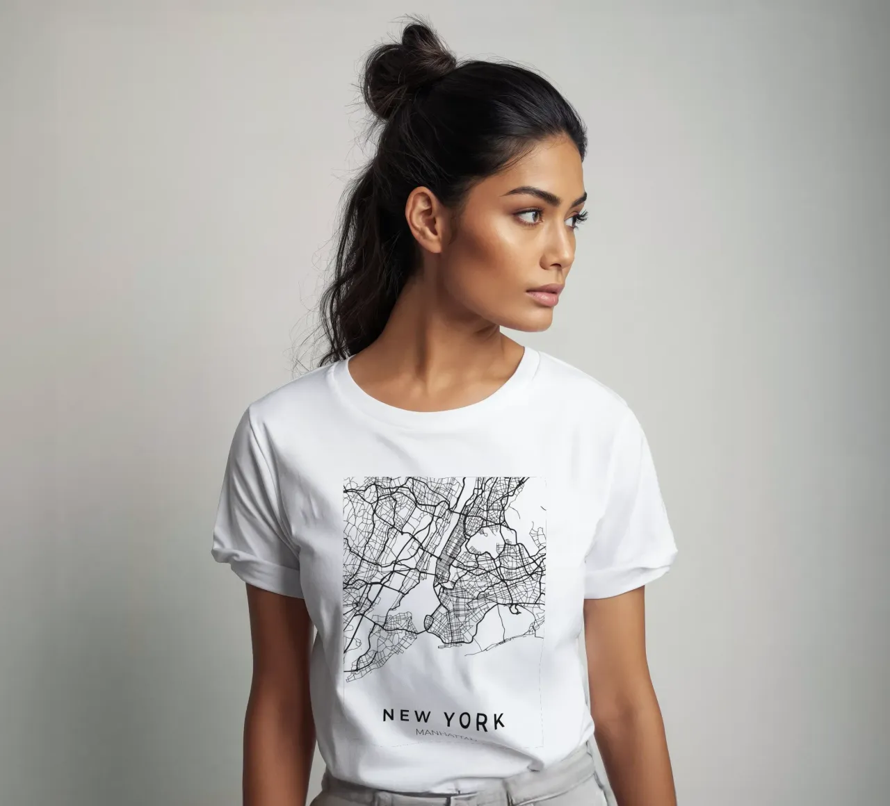 Mappa di New York in bianco e nero t-shirt da Whole©