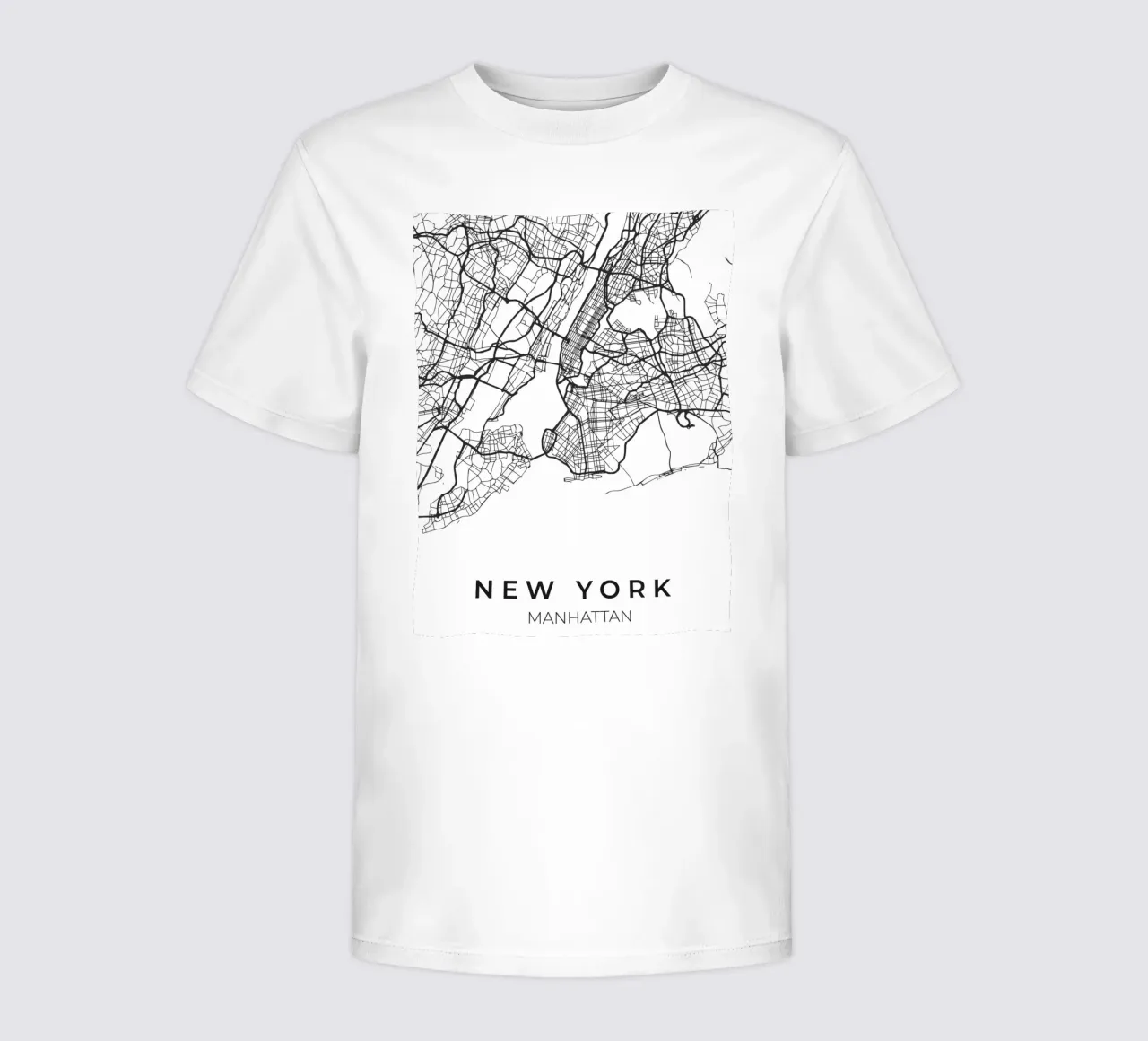 New York Stadtkarte Schwarz-Weiß Kinder T-Shirt von Whole©