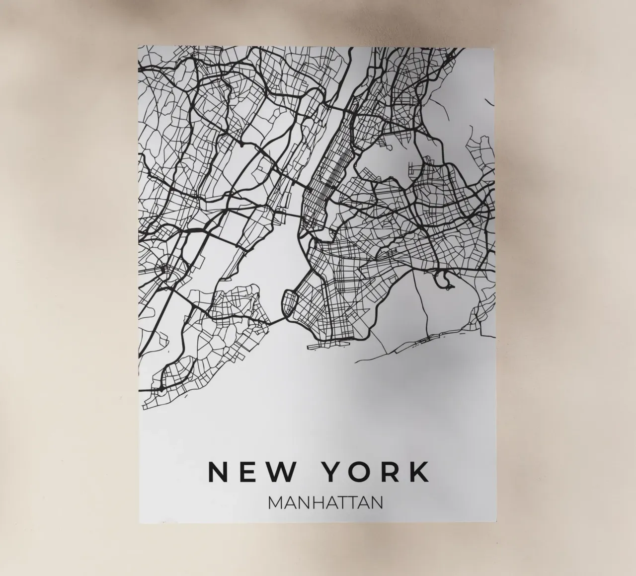 Mappa di New York in bianco e nero pellicola backlit da Whole©