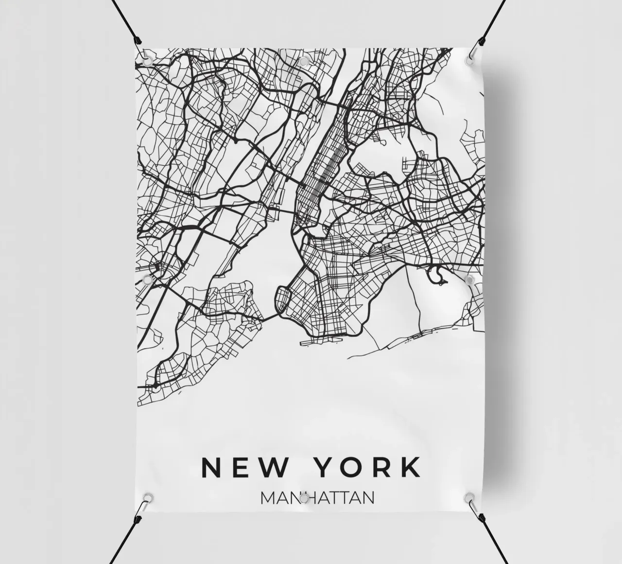 Mappa di New York in bianco e nero telo in pvc da Whole©
