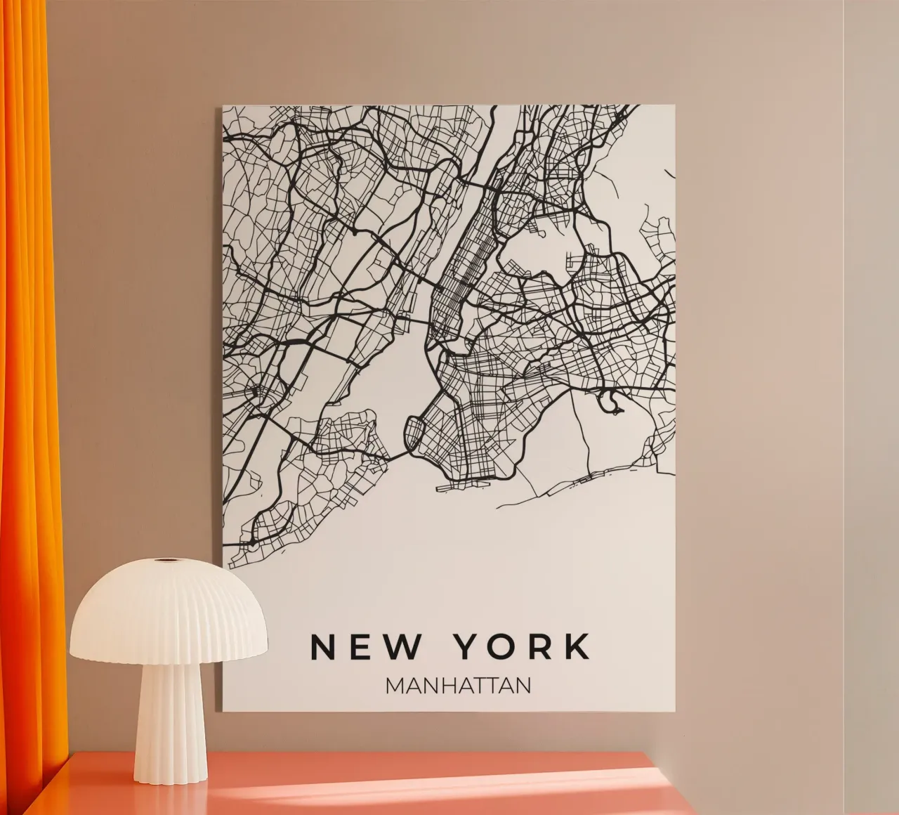 New York City Map Black and White acrylic glass by Whole©