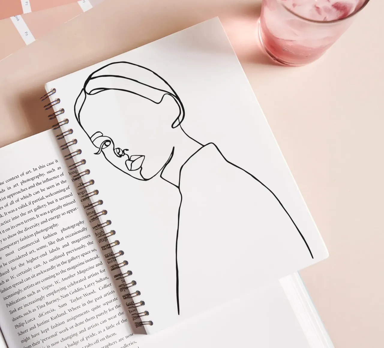 Minimalist line art portrait spiral notebook by Whole©