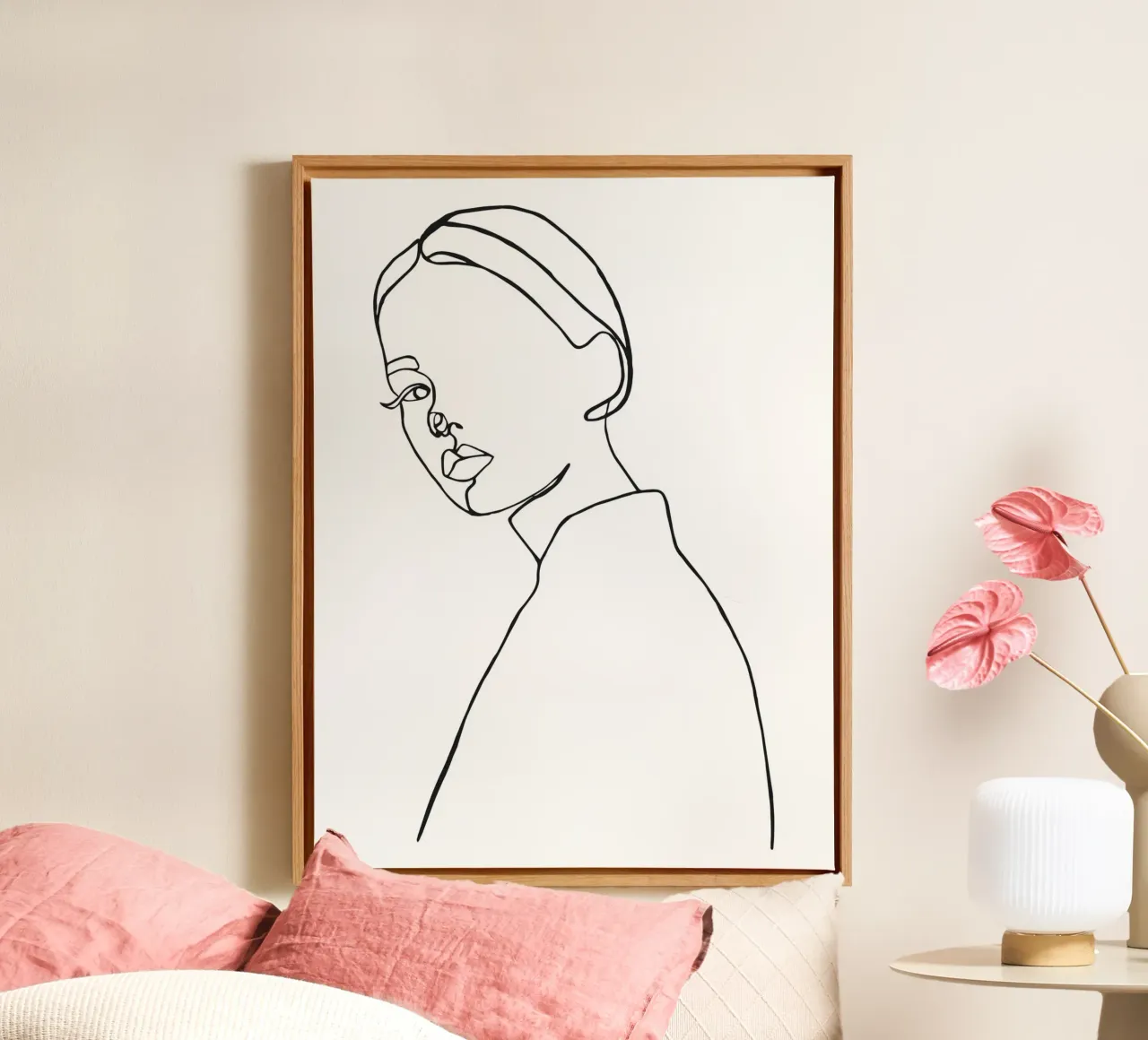 Minimalist line art portrait canvas by Whole©