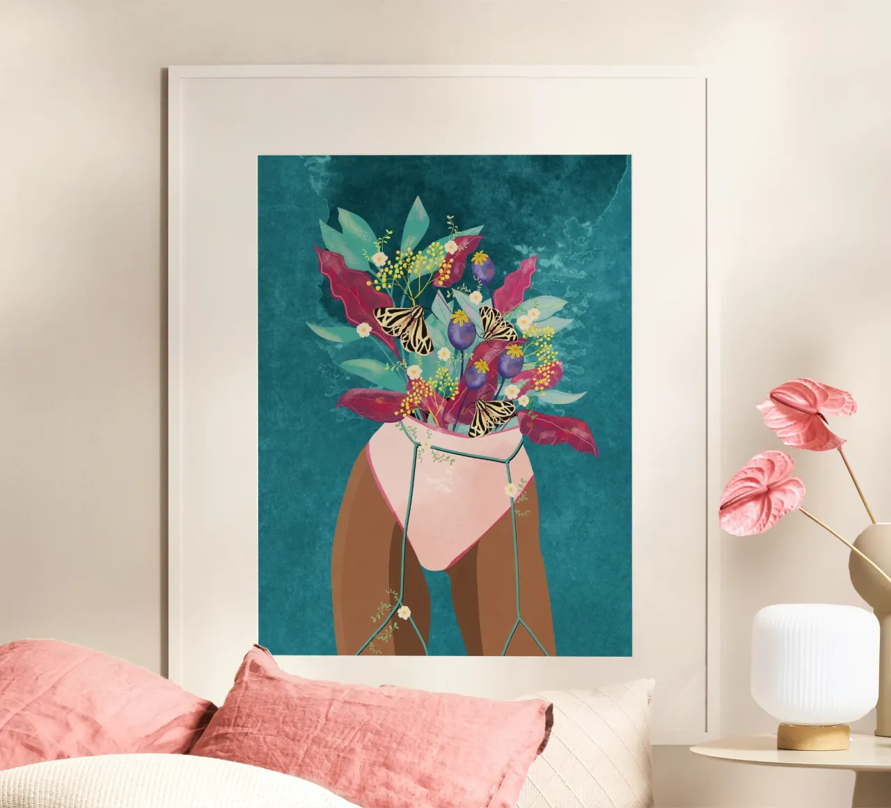 Aufblühendes Gefühl poster con telaio in legno da Illustration Raissa Oltmanns