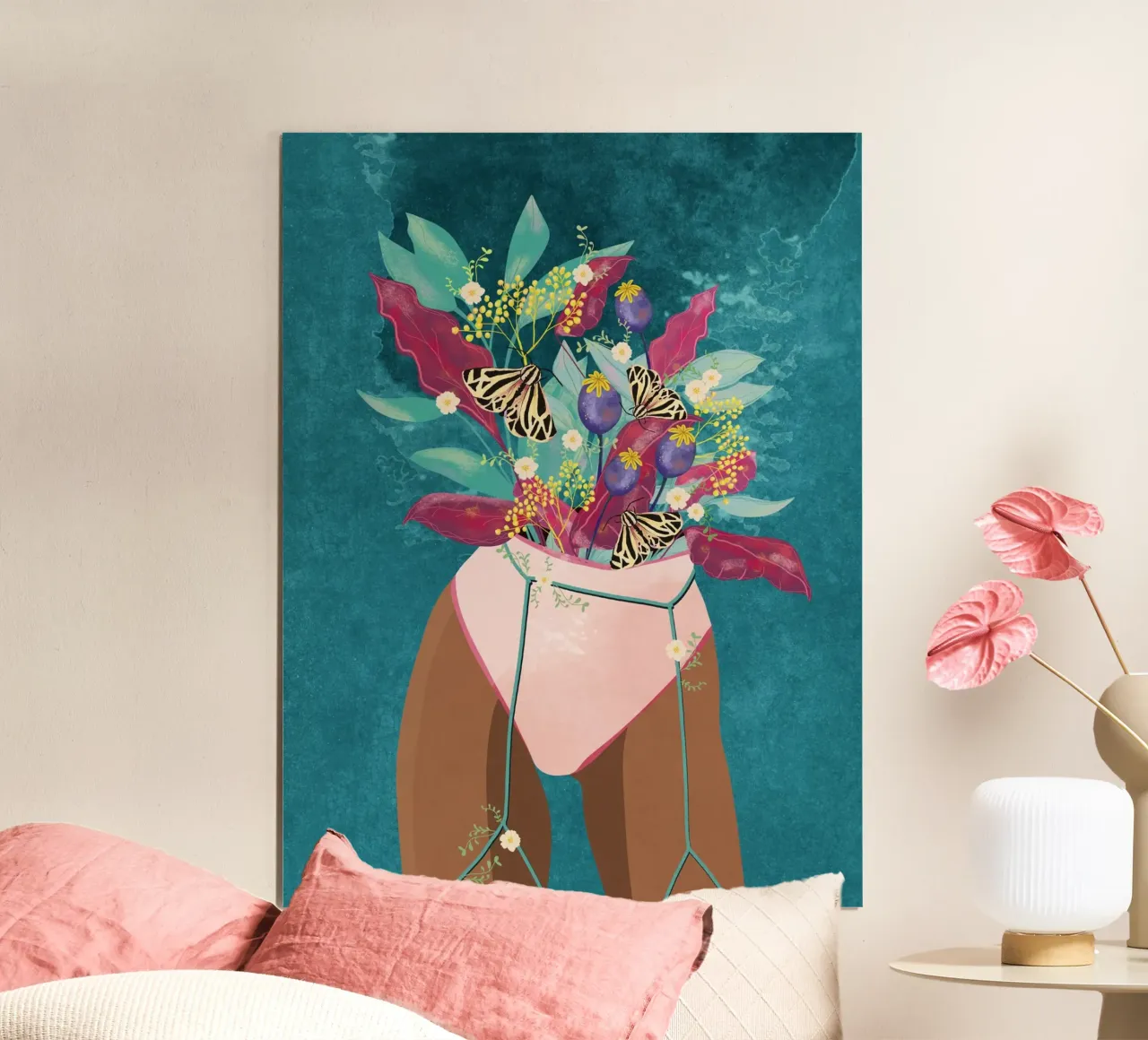 Aufblühendes Gefühl poster con telaio in legno da Illustration Raissa Oltmanns
