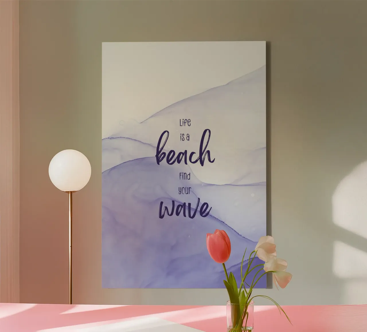 Life is a beach. Find your wave. | floating colors tela da Melanie Viola