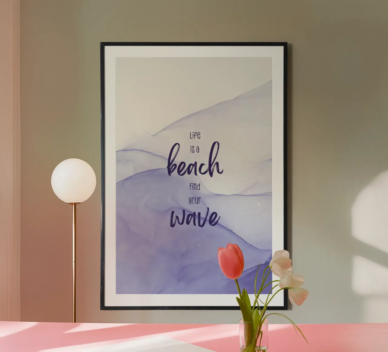 Life is a beach. Find your wave. | floating colors carta hahnemühle da Melanie Viola