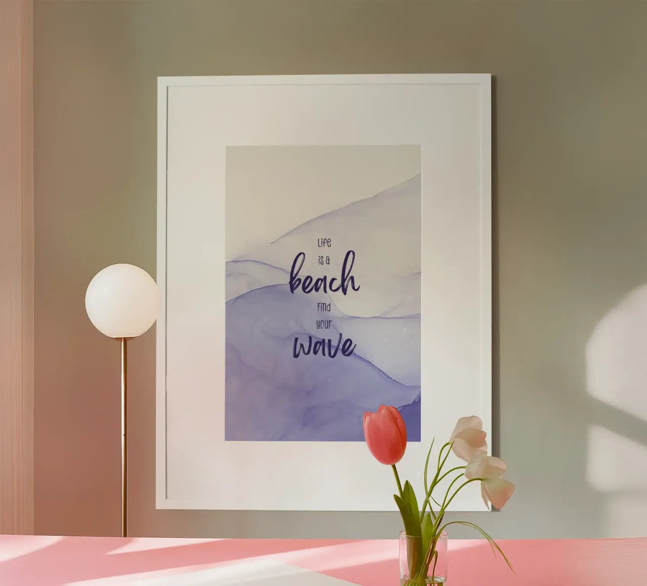 Life is a beach. Find your wave. | floating colors carta hahnemühle da Melanie Viola