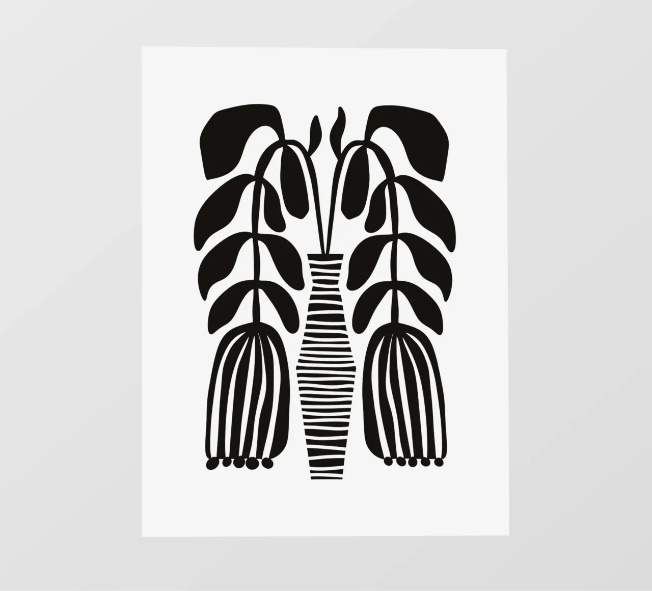 Black Abstract Flowers in Vase telo in pvc da Illustration Raissa Oltmanns