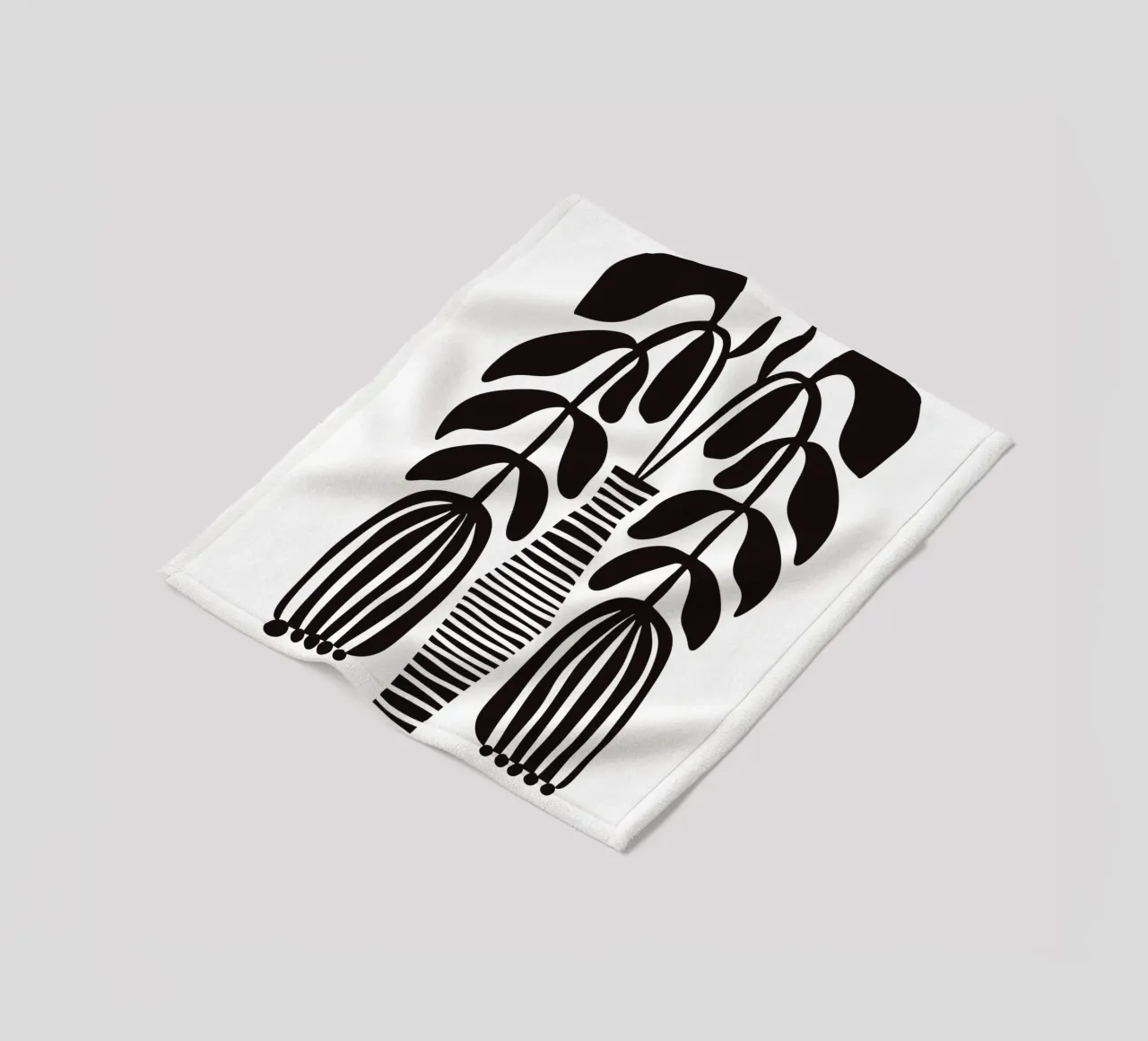 Black Abstract Flowers in Vase coperta in pile da Illustration Raissa Oltmanns
