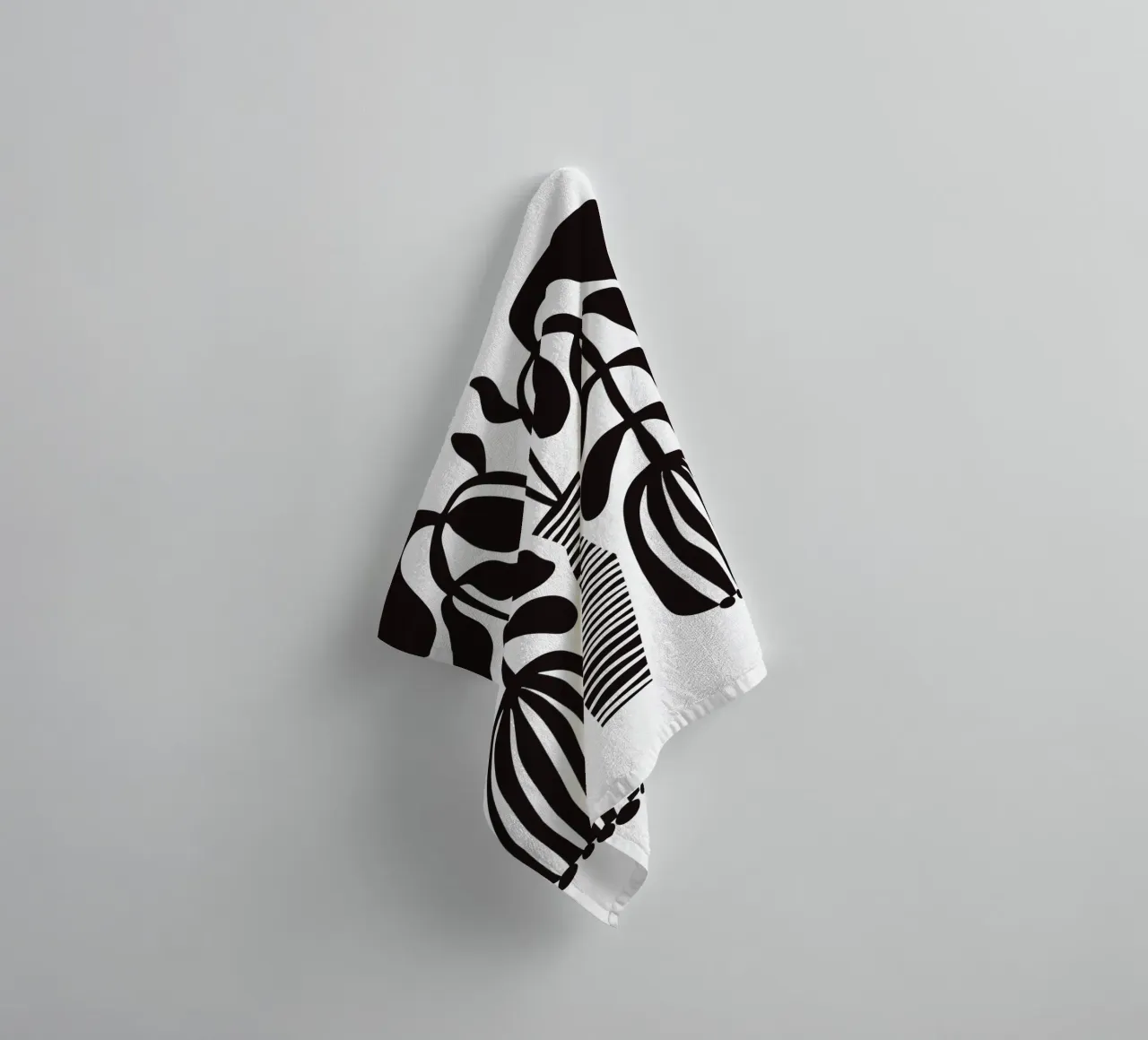 Black Abstract Flowers in Vase asciugamano da bagno da Illustration Raissa Oltmanns