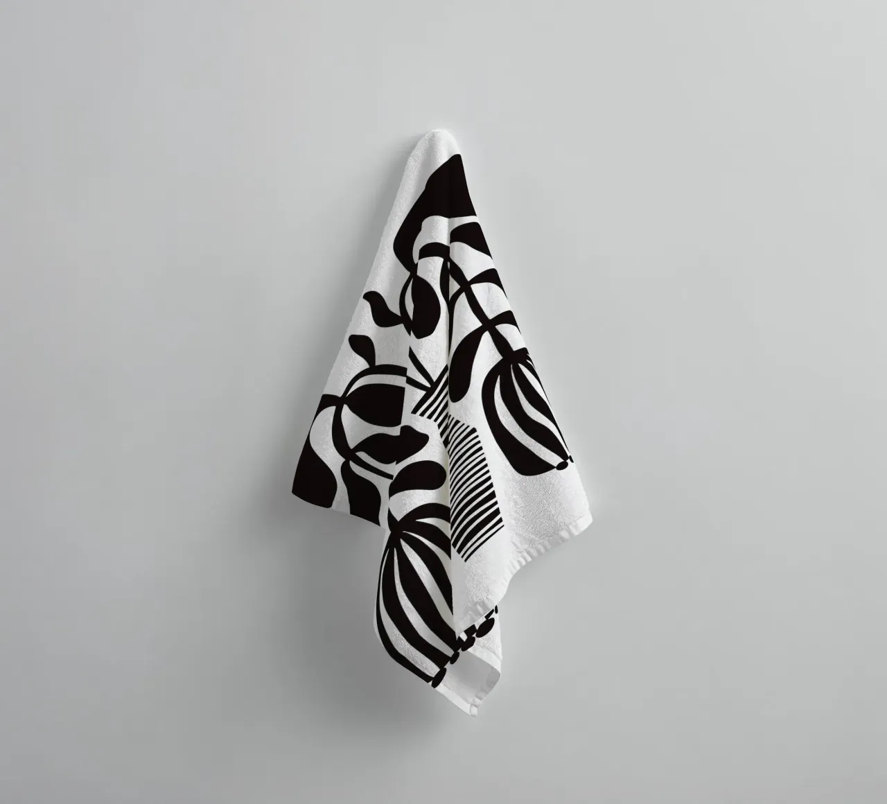 Black Abstract Flowers in Vase asciugamano da bagno da Illustration Raissa Oltmanns